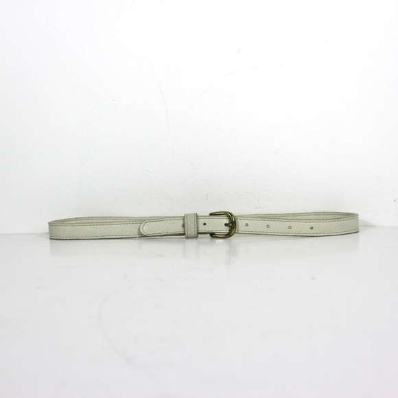 ROOTS Ecru Narrow Leather Belt Cream Off White Winter White - Picture 2 of 7